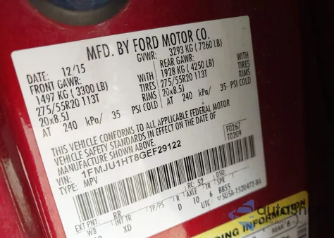 2016 Ford Expedition Xlt z USA, uszkodzony, nr VIN 1FMJU1HT8GEF29122